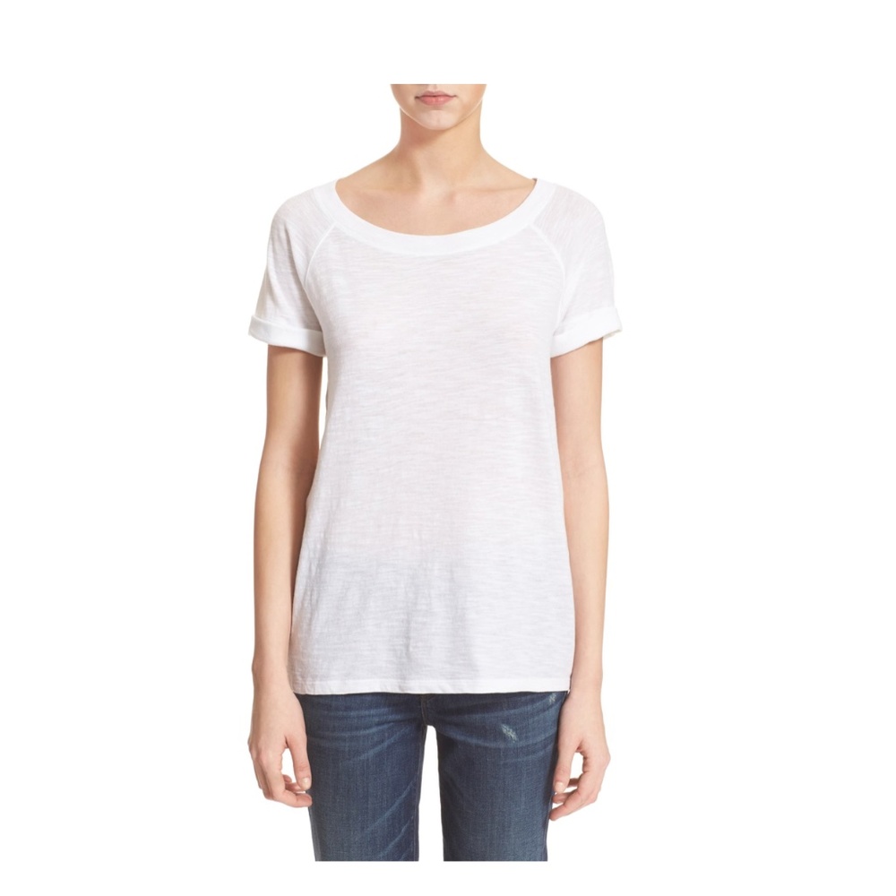 Vince Scoop Neck Cotton Slub Tee- XS